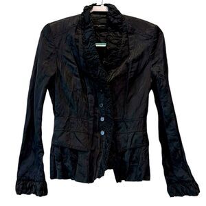 Javier Simorra Black Ruched Fitted Rock Gorpcore Stevie Nicks Blazer Jacket 6​​​